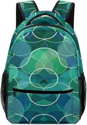Small Backpacks Personalized Blue And Green Shades Printing Travel Bag Lightweight Travel Backpack For Women Men