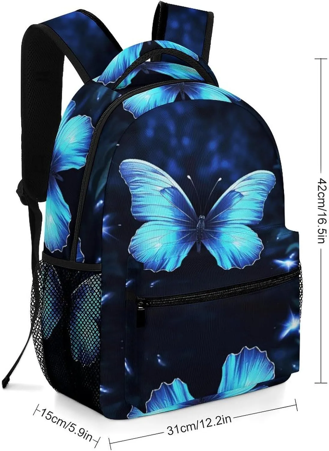 Small Backpacks Personalized Blue Butterfly Printing Travel Bag Lightweight Travel Backpack For Women Men