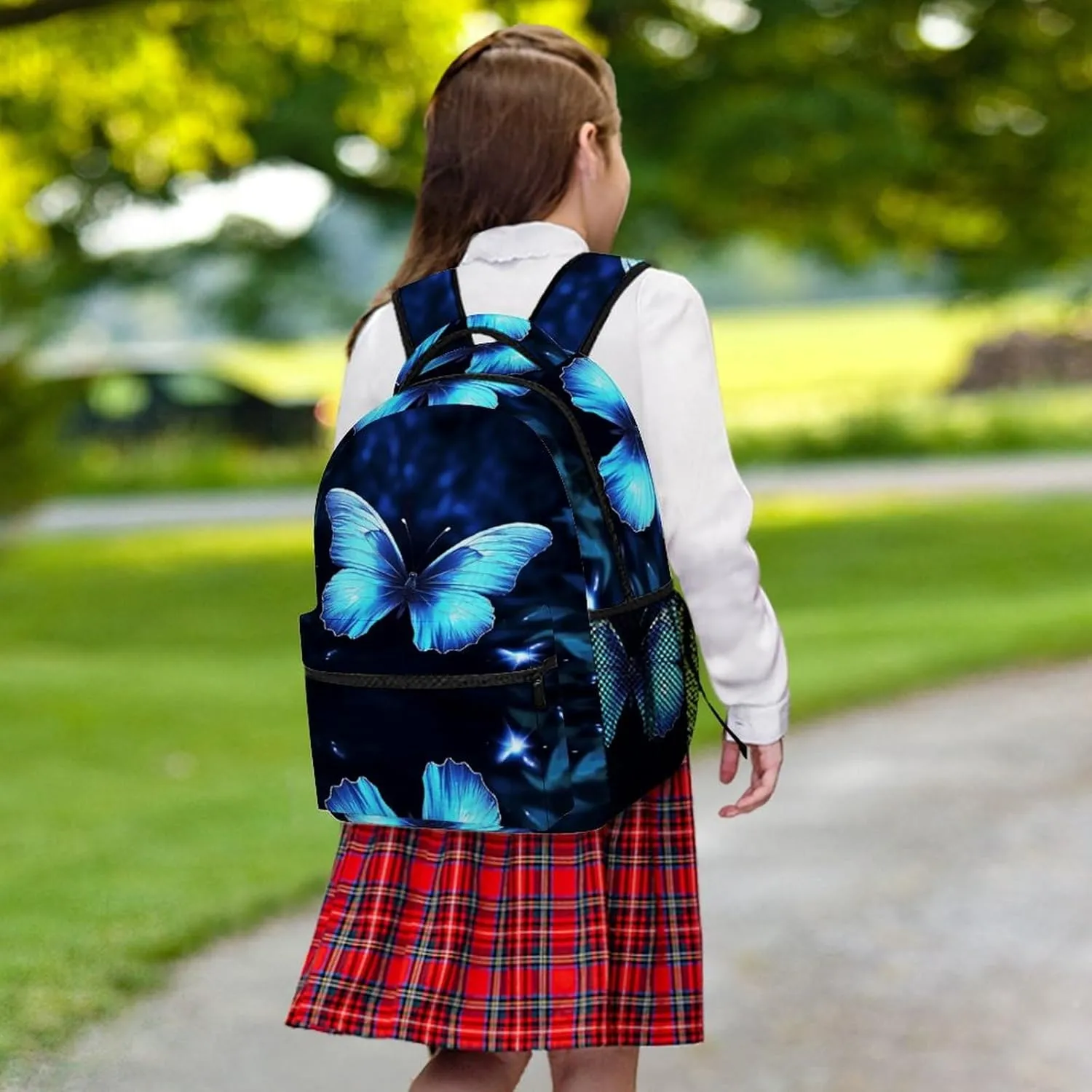 Small Backpacks Personalized Blue Butterfly Printing Travel Bag Lightweight Travel Backpack For Women Men
