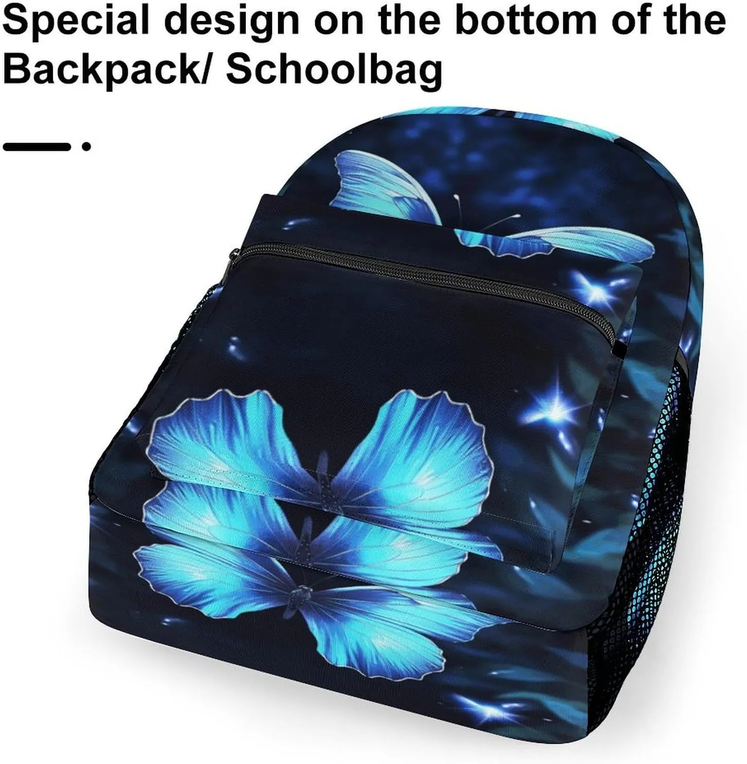 Small Backpacks Personalized Blue Butterfly Printing Travel Bag Lightweight Travel Backpack For Women Men