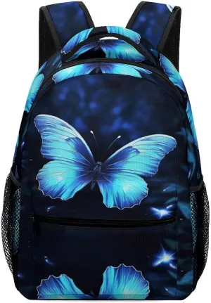 Small Backpacks Personalized Blue Butterfly Printing Travel Bag Lightweight Travel Backpack For Women Men