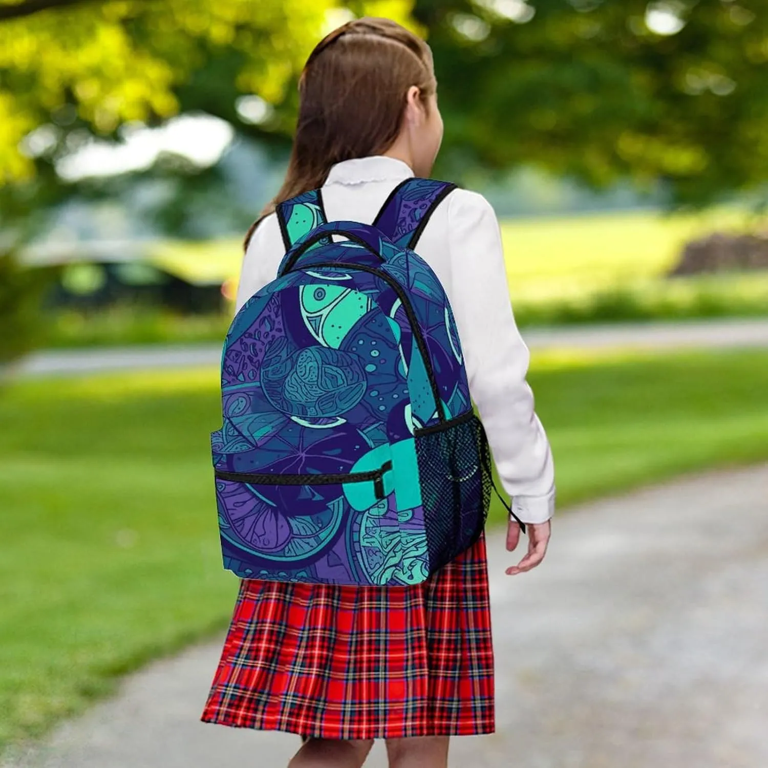 Small Backpacks Personalized Blue Teal Lemon Printing Travel Bag Lightweight Travel Backpack For Women Men