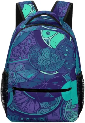 Small Backpacks Personalized Blue Teal Lemon Printing Travel Bag Lightweight Travel Backpack For Women Men