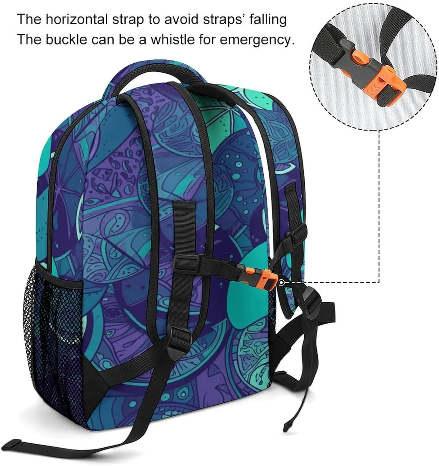 Small Backpacks Personalized Blue Teal Lemon Printing Travel Bag Lightweight Travel Backpack For Women Men