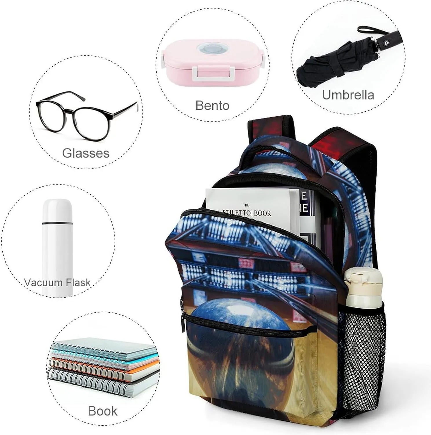 Small Backpacks Personalized Bowling Printing Travel Bag Lightweight Travel Backpack For Women Men