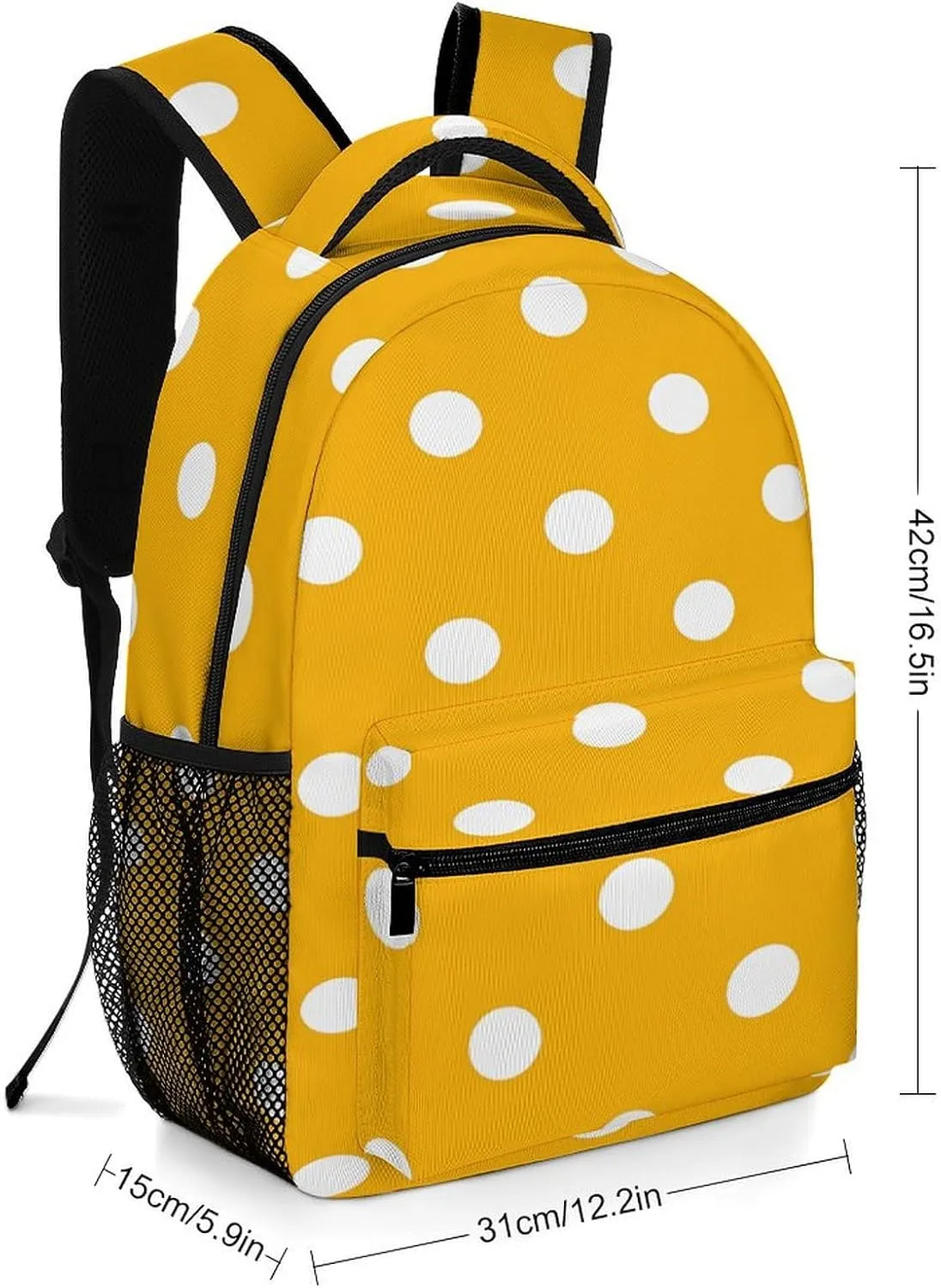 Small Backpacks Personalized Bright Yellow Dot Printing Travel Bag Lightweight Travel Backpack For Women Men