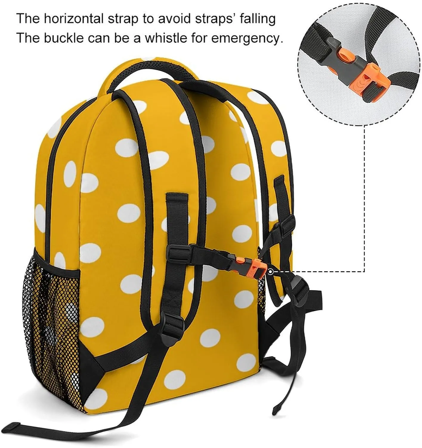 Small Backpacks Personalized Bright Yellow Dot Printing Travel Bag Lightweight Travel Backpack For Women Men