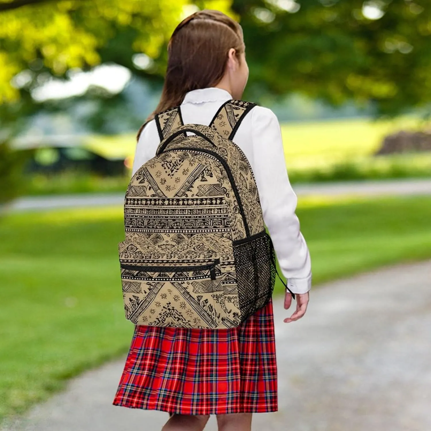 Small Backpacks Personalized Bronze And Black Printing Travel Bag Lightweight Travel Backpack For Women Men