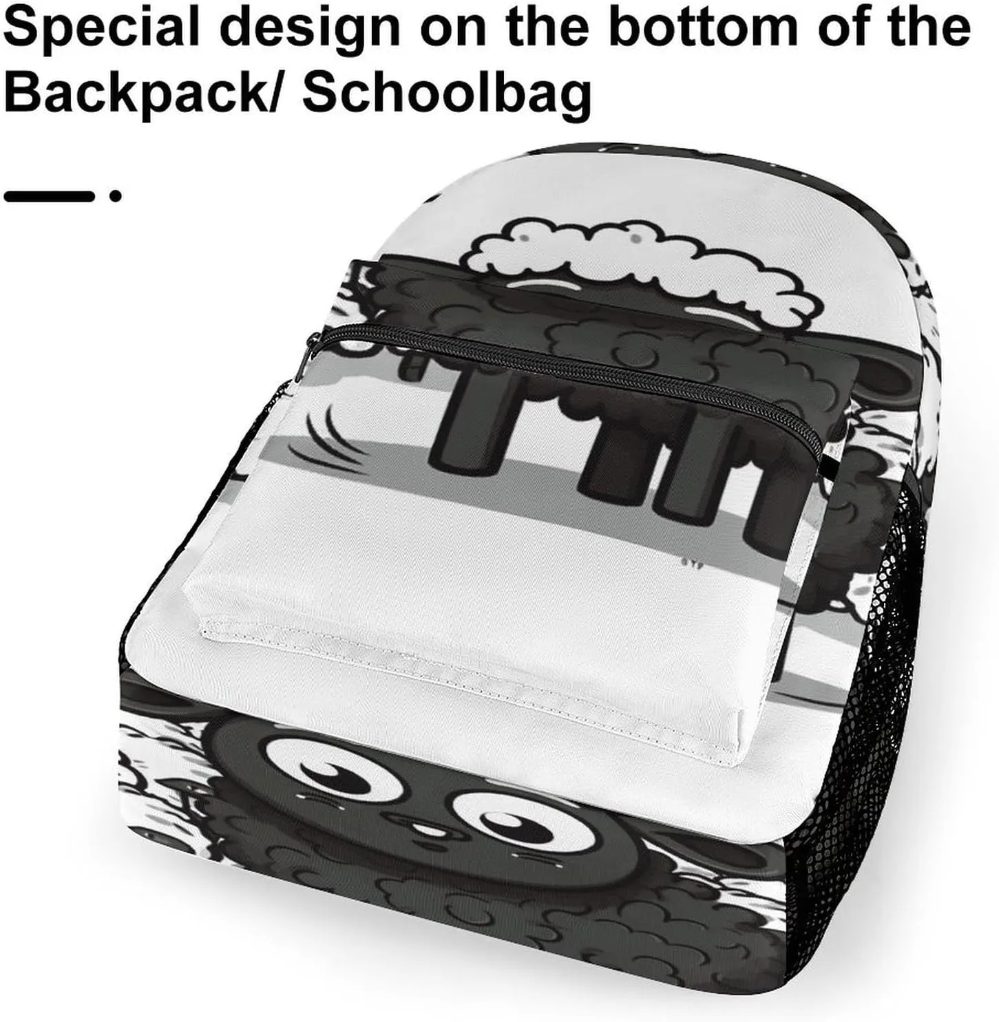 Small Backpacks Personalized Cartoon Black White Sheep Printing Travel Bag Lightweight Travel Backpack For Women Men