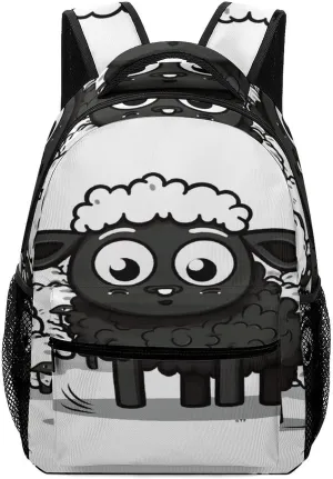 Small Backpacks Personalized Cartoon Black White Sheep Printing Travel Bag Lightweight Travel Backpack For Women Men