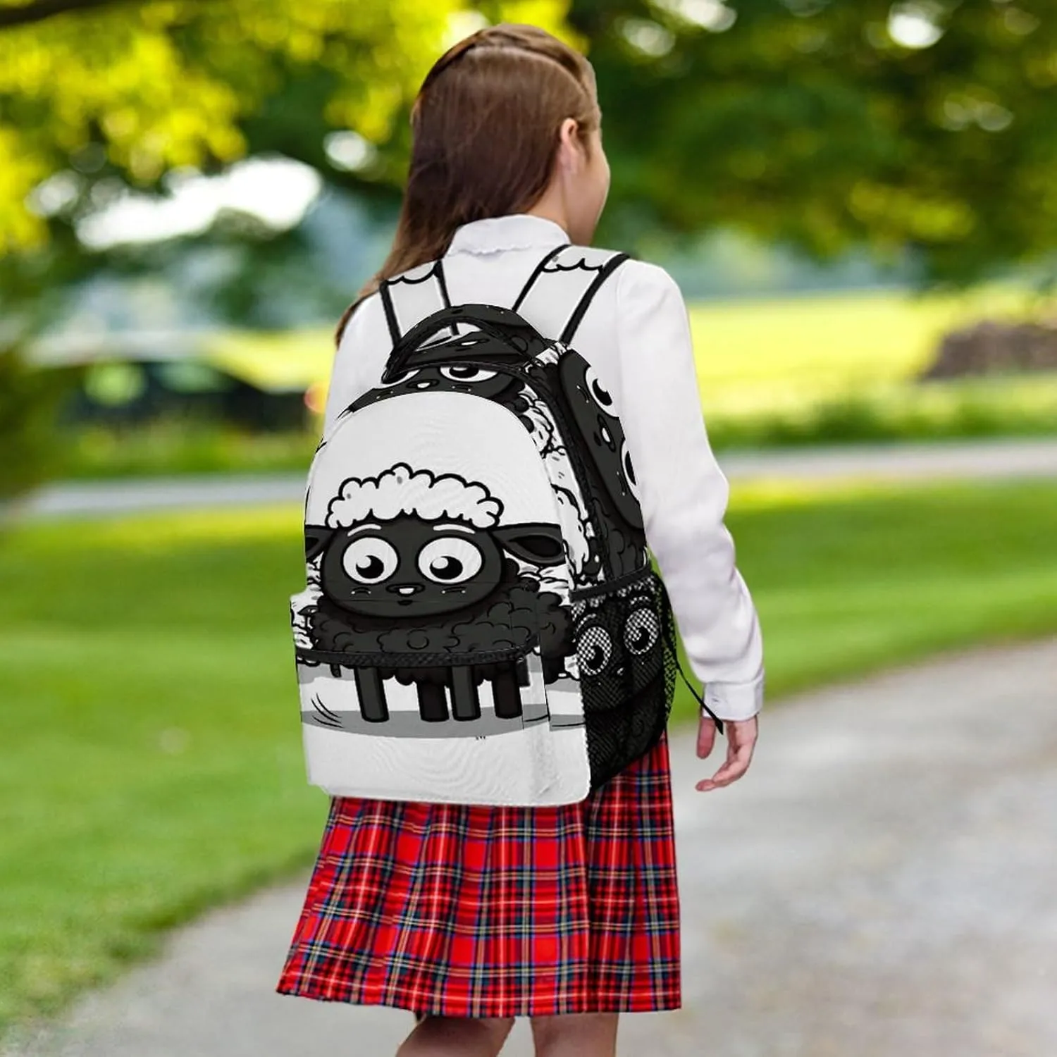 Small Backpacks Personalized Cartoon Black White Sheep Printing Travel Bag Lightweight Travel Backpack For Women Men