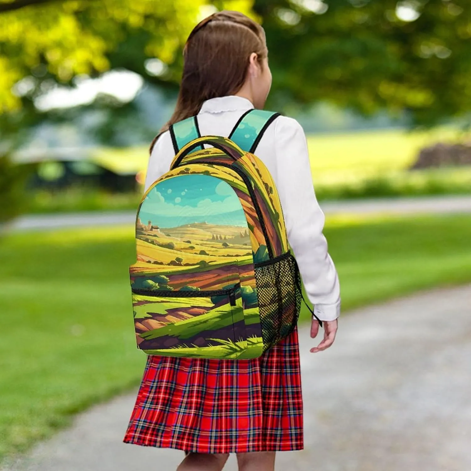 Small Backpacks Personalized Cartoon Fields Printing Travel Bag Lightweight Travel Backpack For Women Men