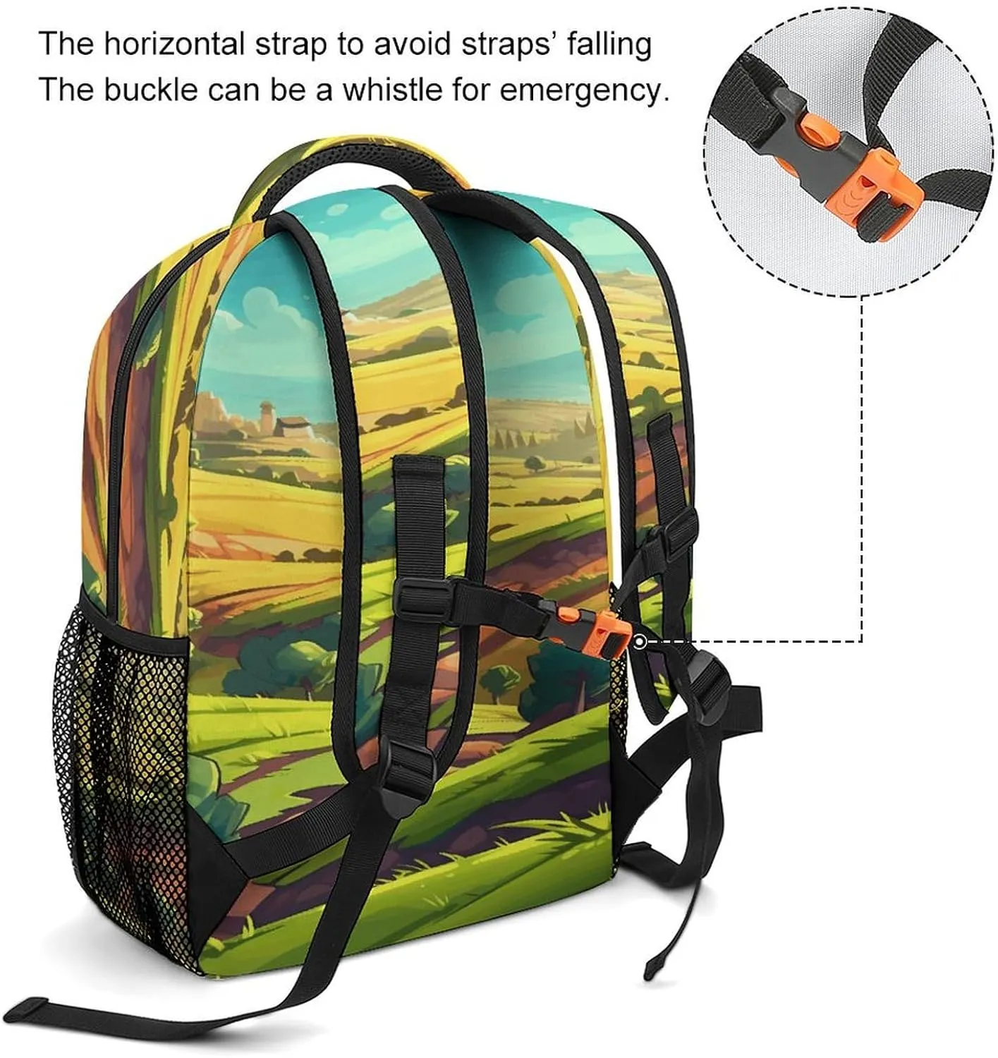 Small Backpacks Personalized Cartoon Fields Printing Travel Bag Lightweight Travel Backpack For Women Men