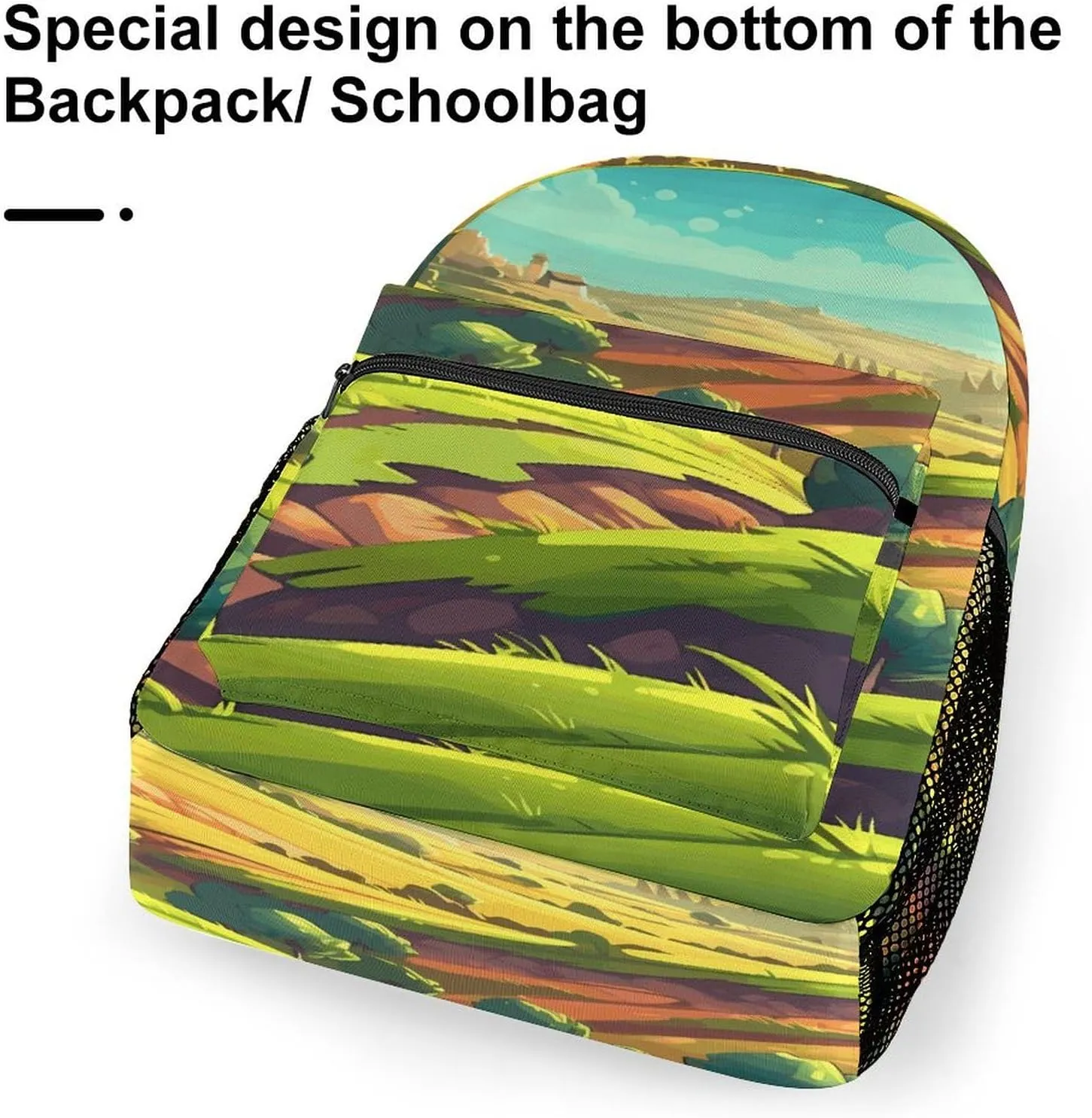 Small Backpacks Personalized Cartoon Fields Printing Travel Bag Lightweight Travel Backpack For Women Men