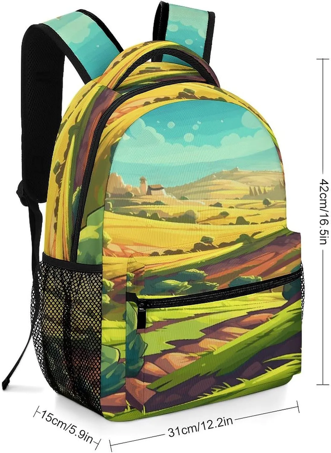 Small Backpacks Personalized Cartoon Fields Printing Travel Bag Lightweight Travel Backpack For Women Men