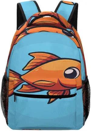 Small Backpacks Personalized Cartoon Fish Image Printing Travel Bag Lightweight Travel Backpack For Women Men