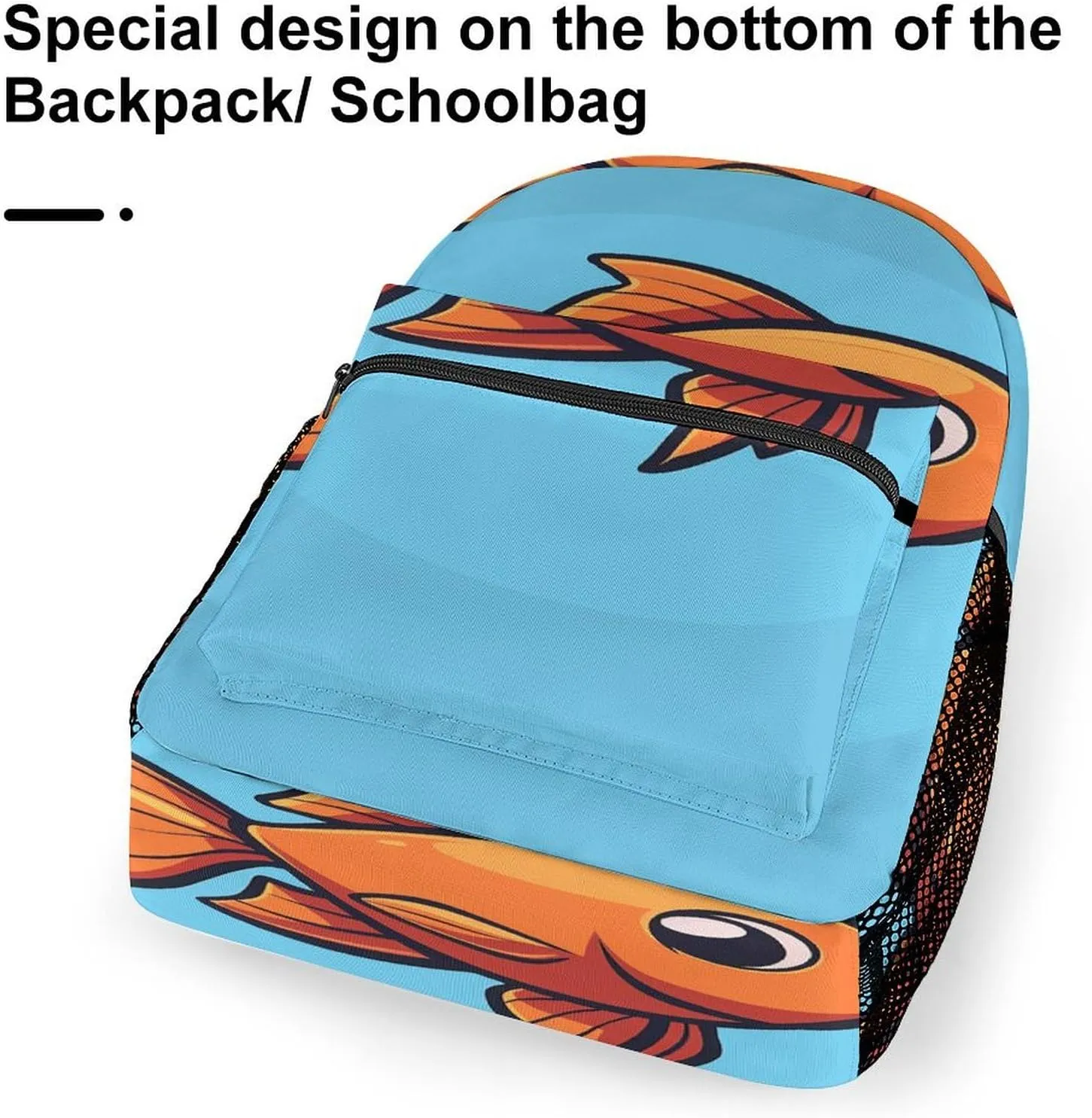 Small Backpacks Personalized Cartoon Fish Image Printing Travel Bag Lightweight Travel Backpack For Women Men