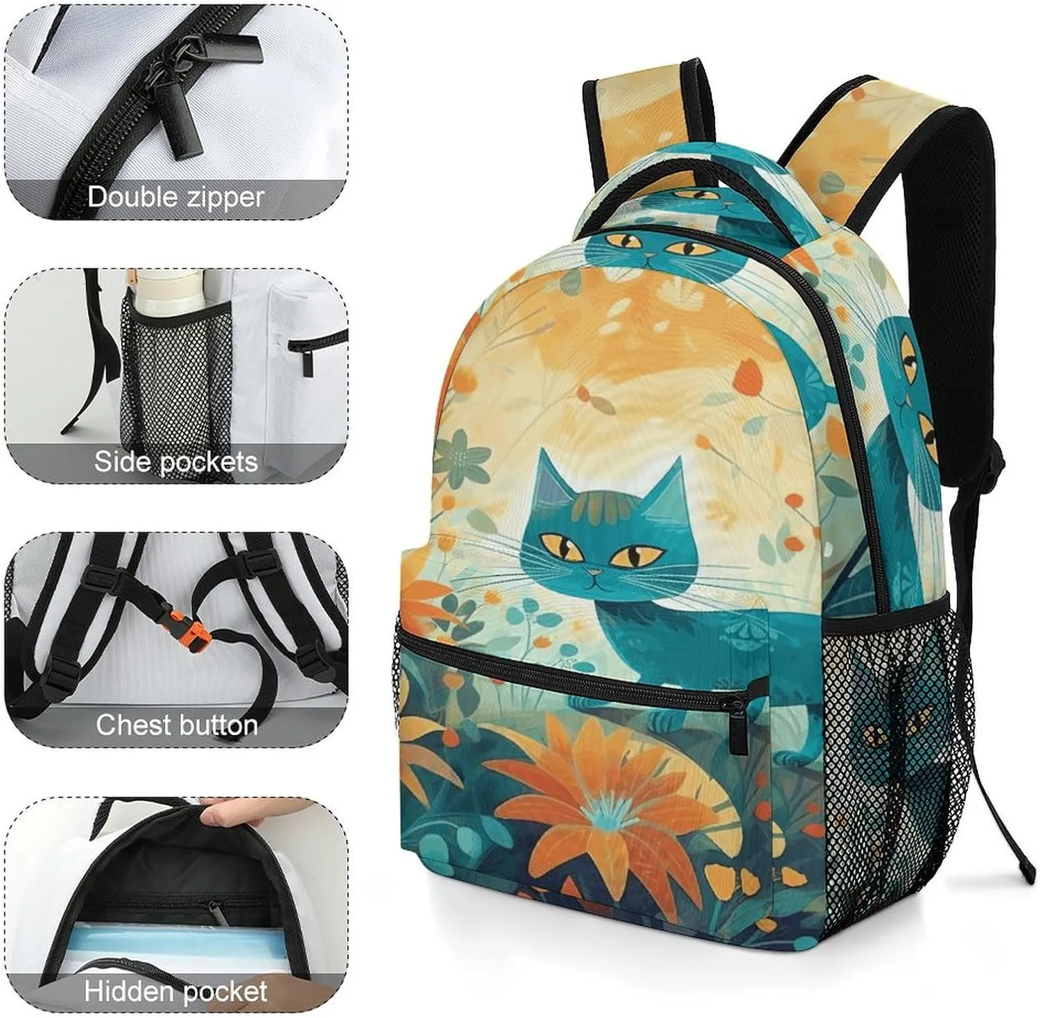 Small Backpacks Personalized Cartoon Flower Printing Travel Bag Lightweight Travel Backpack For Women Men
