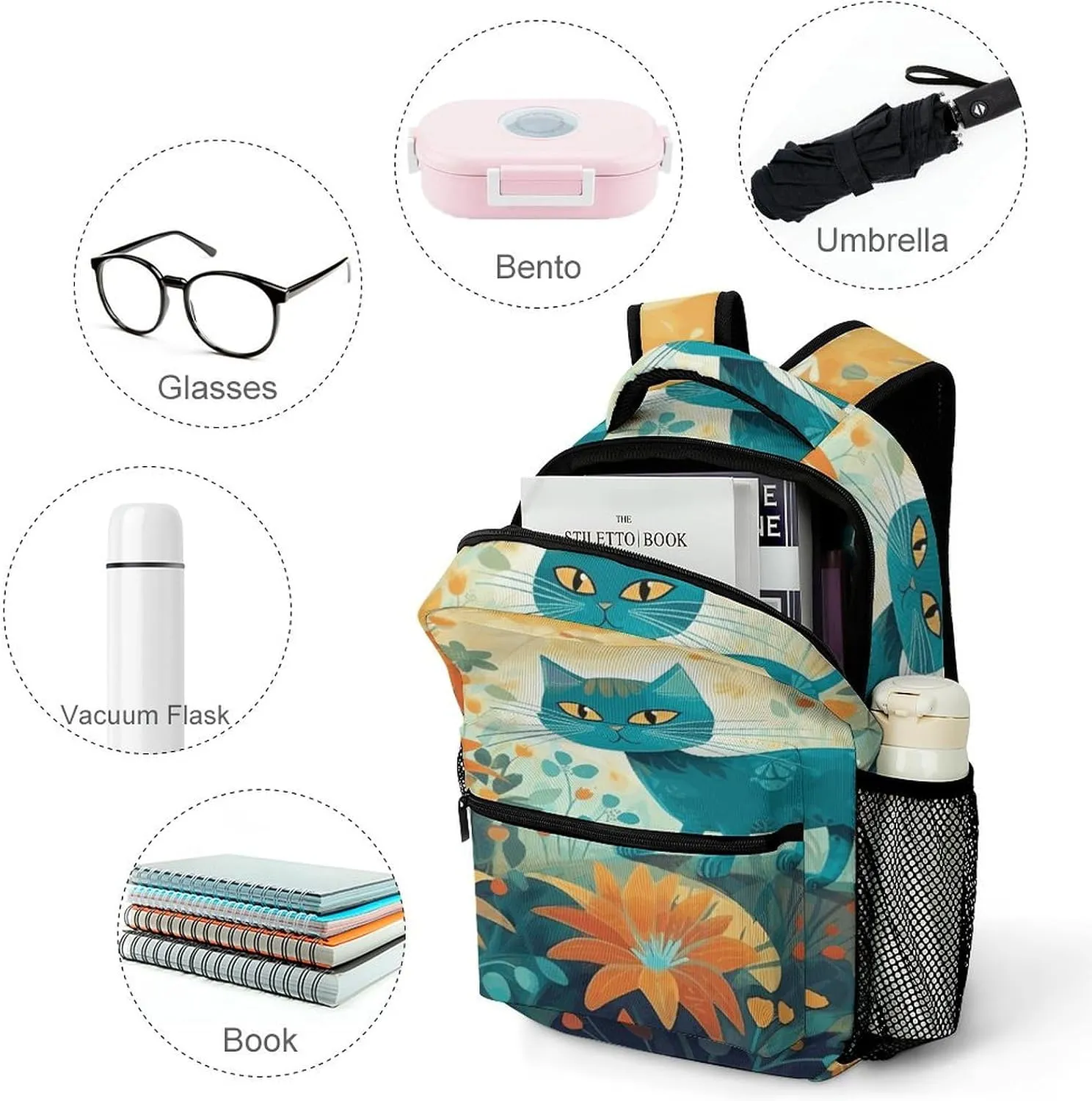 Small Backpacks Personalized Cartoon Flower Printing Travel Bag Lightweight Travel Backpack For Women Men