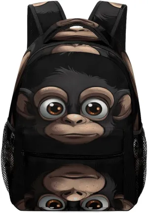 Small Backpacks Personalized Cartoon Monkey Printing Travel Bag Lightweight Travel Backpack For Women Men