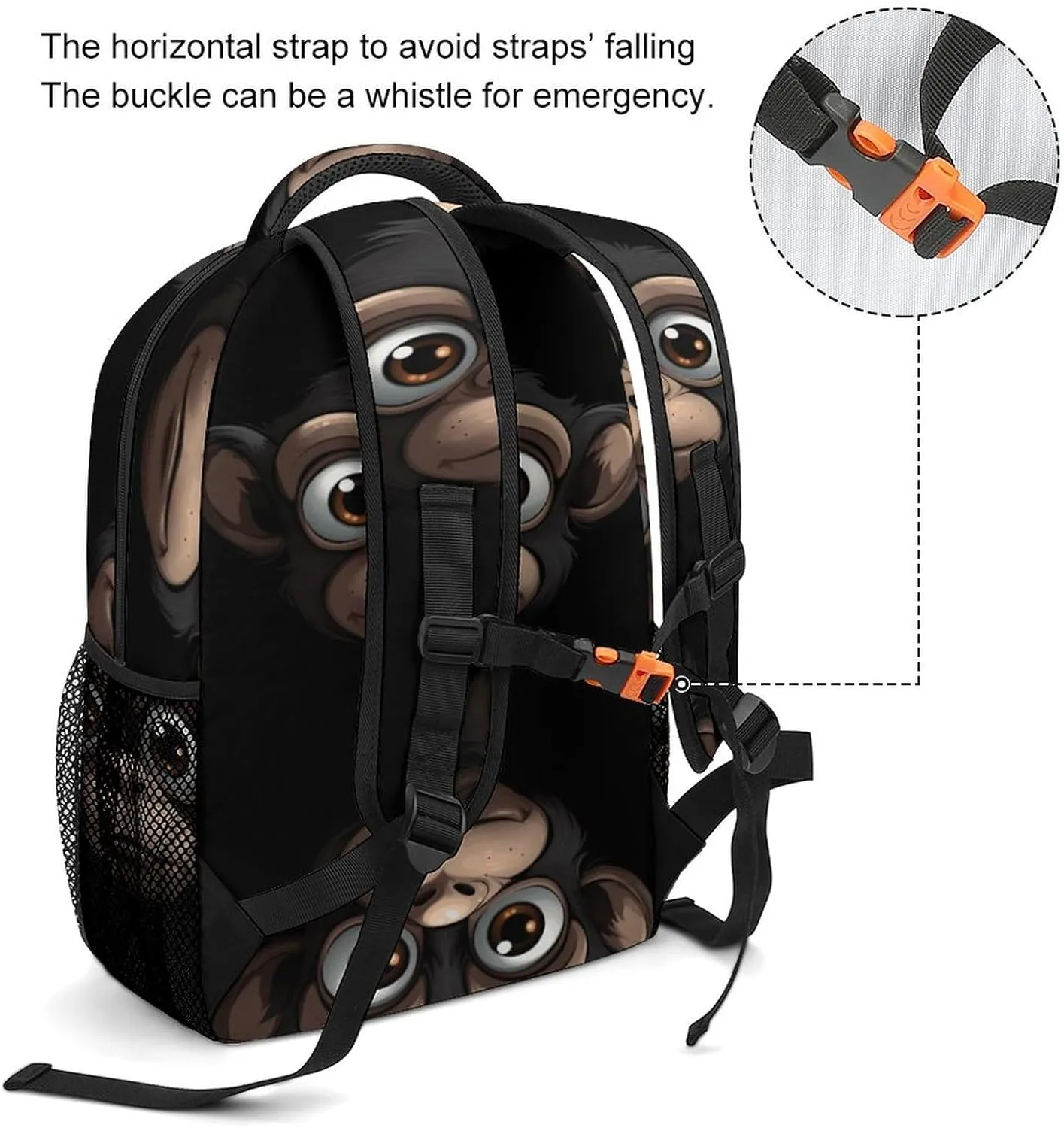 Small Backpacks Personalized Cartoon Monkey Printing Travel Bag Lightweight Travel Backpack For Women Men