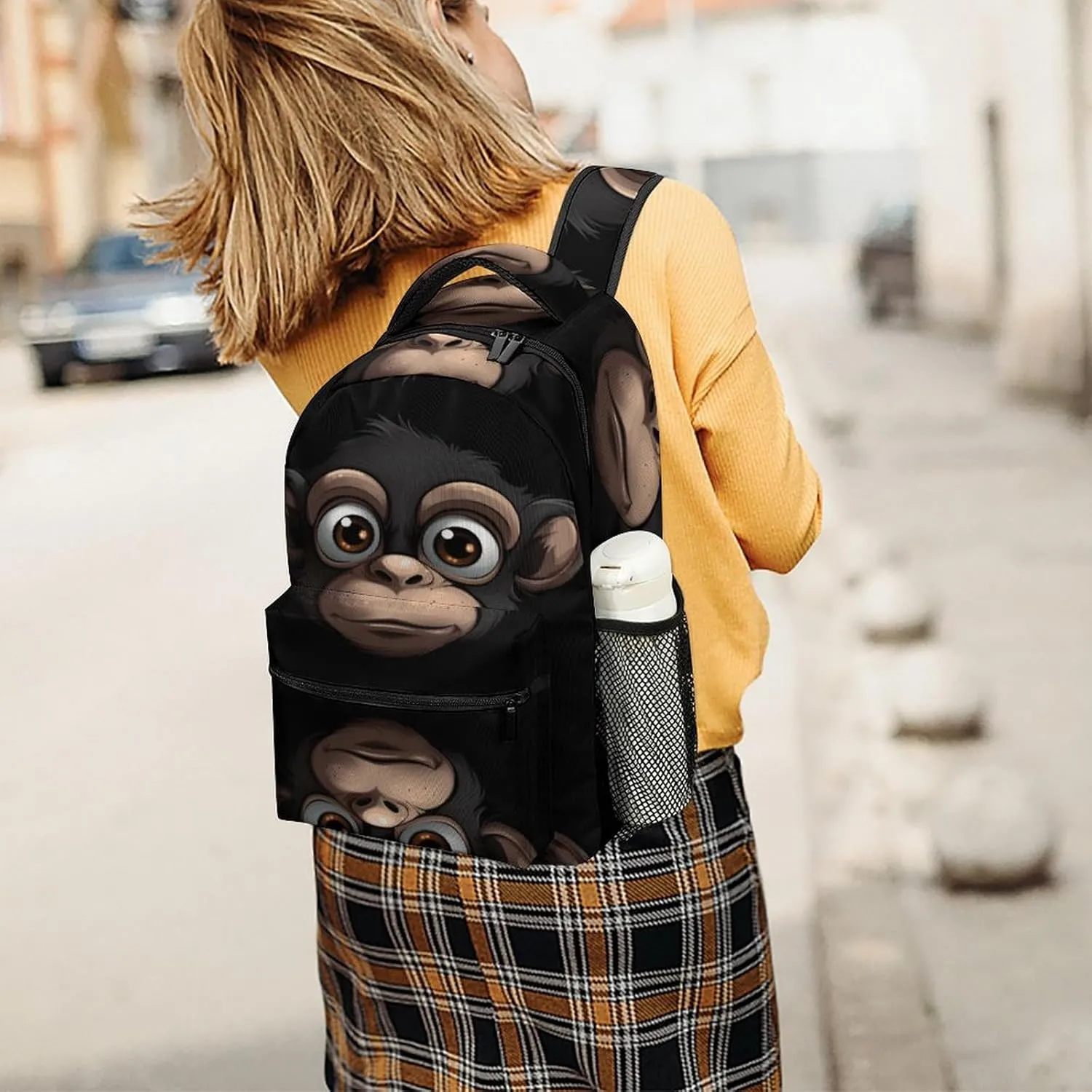 Small Backpacks Personalized Cartoon Monkey Printing Travel Bag Lightweight Travel Backpack For Women Men