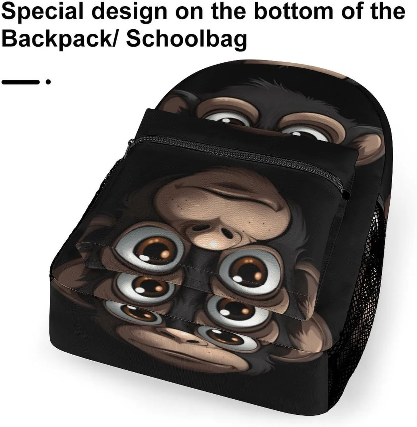 Small Backpacks Personalized Cartoon Monkey Printing Travel Bag Lightweight Travel Backpack For Women Men
