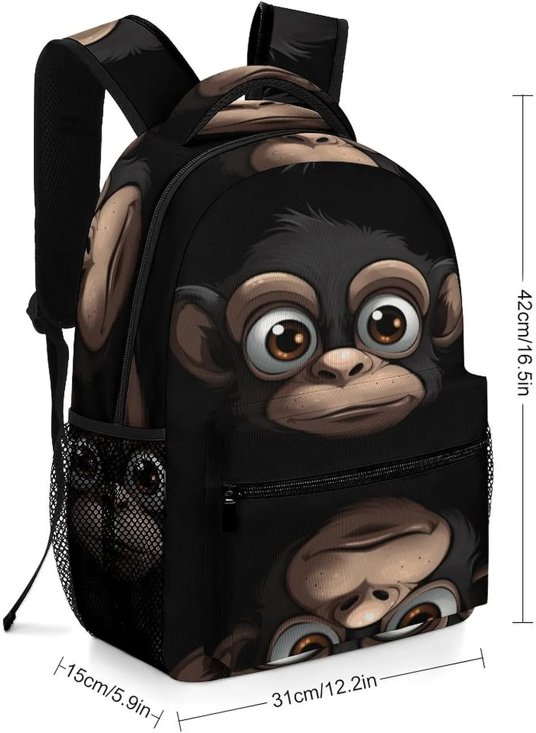Small Backpacks Personalized Cartoon Monkey Printing Travel Bag Lightweight Travel Backpack For Women Men