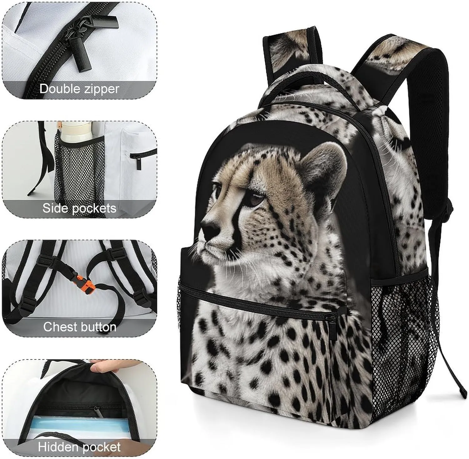 Small Backpacks Personalized Cheetah Printing Travel Bag Lightweight Travel Backpack For Women Men