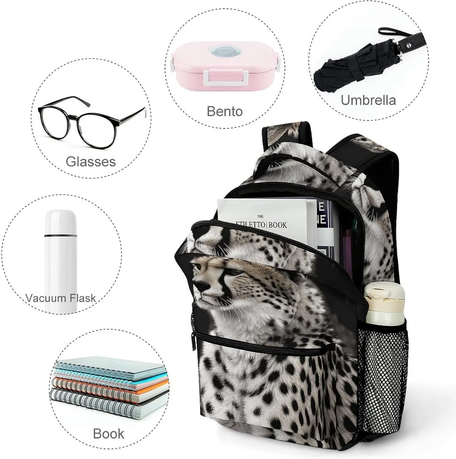 Small Backpacks Personalized Cheetah Printing Travel Bag Lightweight Travel Backpack For Women Men