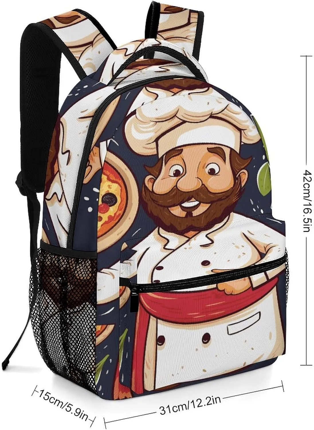 Small Backpacks Personalized Chef Pizza1 Printing Travel Bag Lightweight Travel Backpack For Women Men