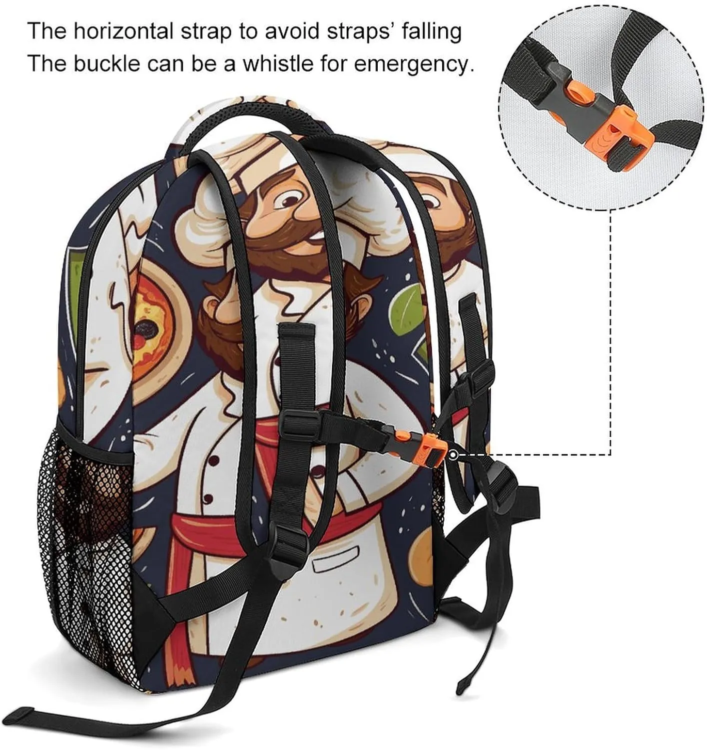 Small Backpacks Personalized Chef Pizza1 Printing Travel Bag Lightweight Travel Backpack For Women Men