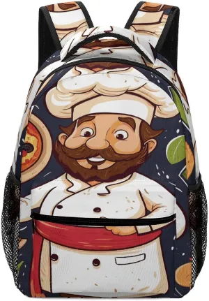 Small Backpacks Personalized Chef Pizza1 Printing Travel Bag Lightweight Travel Backpack For Women Men