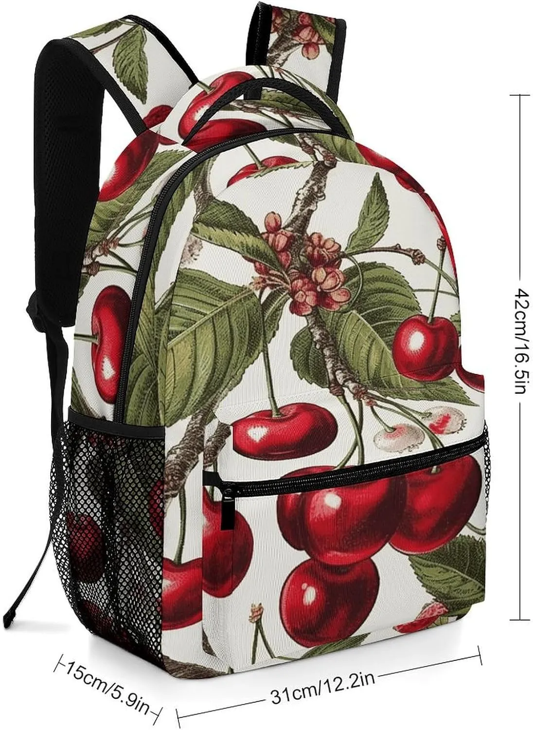 Small Backpacks Personalized Cherry And Leaves Pattern Printing Travel Bag Lightweight Travel Backpack For Women Men