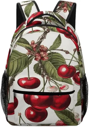 Small Backpacks Personalized Cherry And Leaves Pattern Printing Travel Bag Lightweight Travel Backpack For Women Men