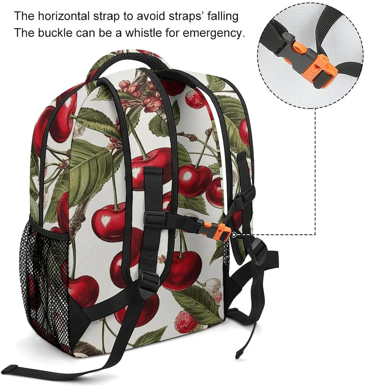 Small Backpacks Personalized Cherry And Leaves Pattern Printing Travel Bag Lightweight Travel Backpack For Women Men