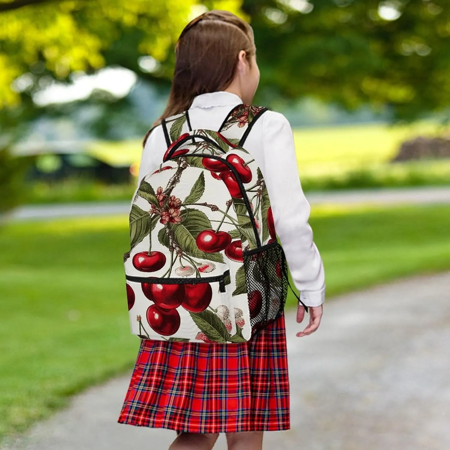 Small Backpacks Personalized Cherry And Leaves Pattern Printing Travel Bag Lightweight Travel Backpack For Women Men