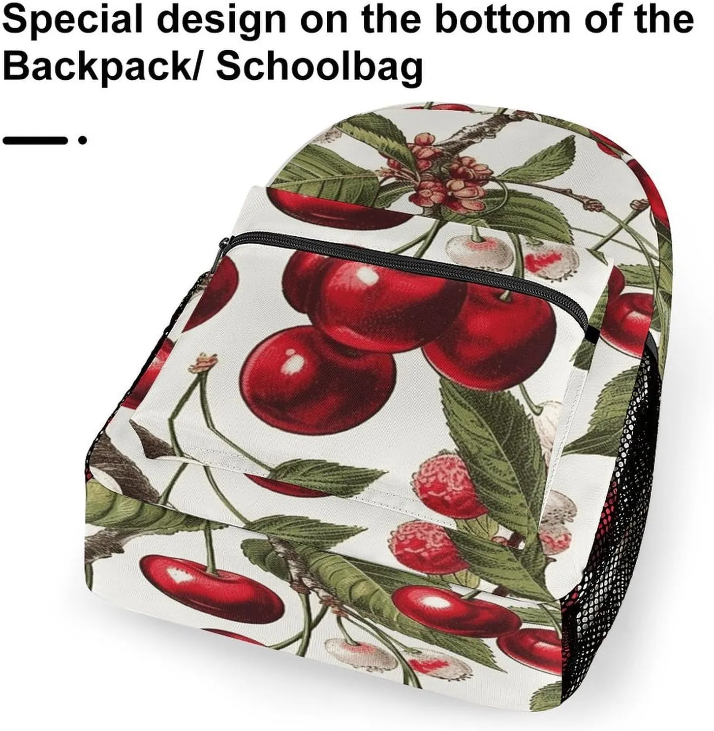 Small Backpacks Personalized Cherry And Leaves Pattern Printing Travel Bag Lightweight Travel Backpack For Women Men