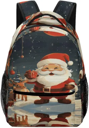 Small Backpacks Personalized Christmas Santa Claus Printing Travel Bag Lightweight Travel Backpack For Women Men