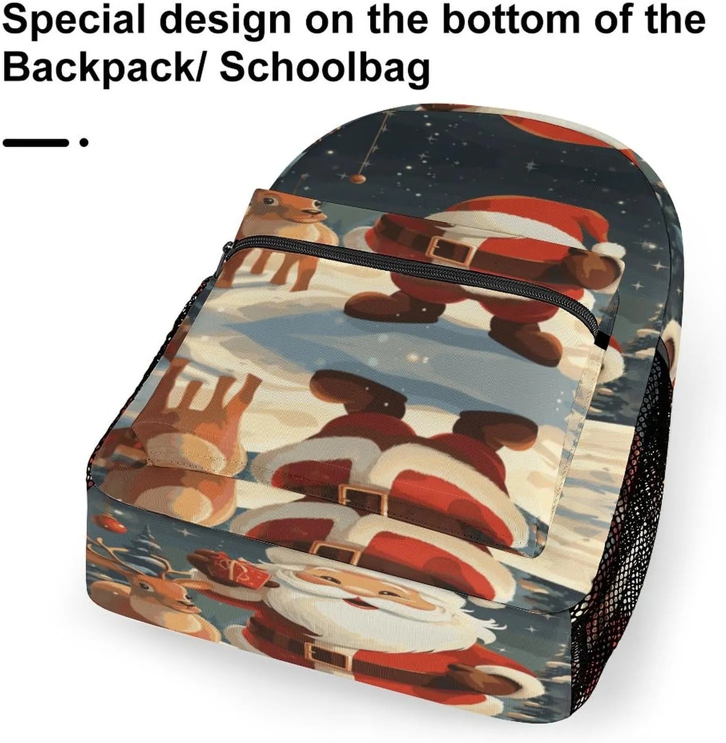 Small Backpacks Personalized Christmas Santa Claus Printing Travel Bag Lightweight Travel Backpack For Women Men