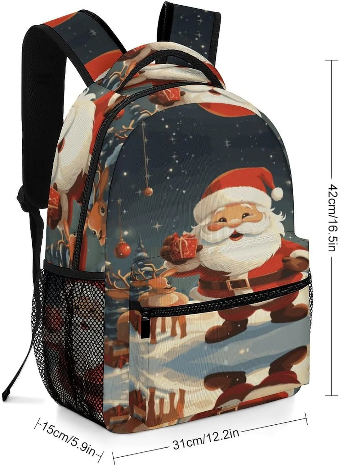 Small Backpacks Personalized Christmas Santa Claus Printing Travel Bag Lightweight Travel Backpack For Women Men