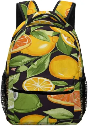 Small Backpacks Personalized Citrus Fruit Pattern Printing Travel Bag Lightweight Travel Backpack For Women Men