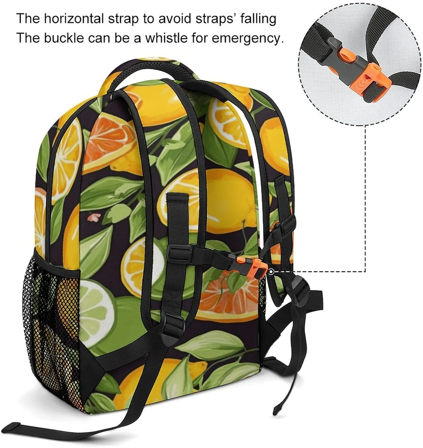 Small Backpacks Personalized Citrus Fruit Pattern Printing Travel Bag Lightweight Travel Backpack For Women Men
