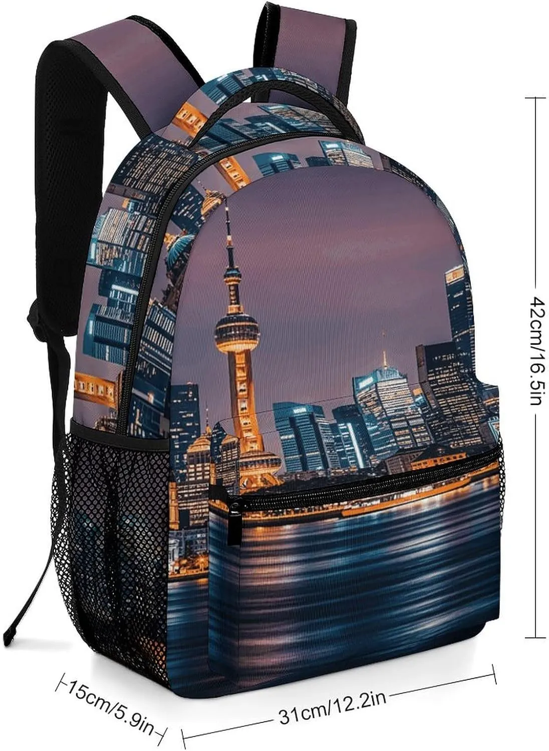 Small Backpacks Personalized City Picture Night Printing Travel Bag Lightweight Travel Backpack For Women Men