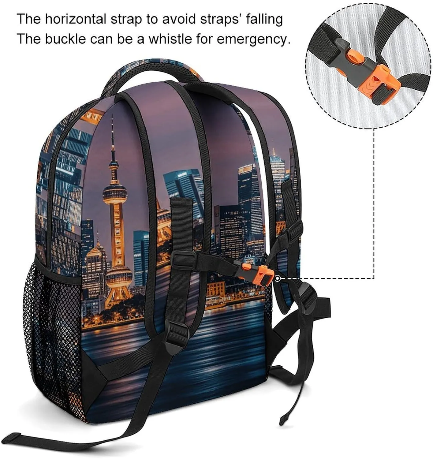 Small Backpacks Personalized City Picture Night Printing Travel Bag Lightweight Travel Backpack For Women Men