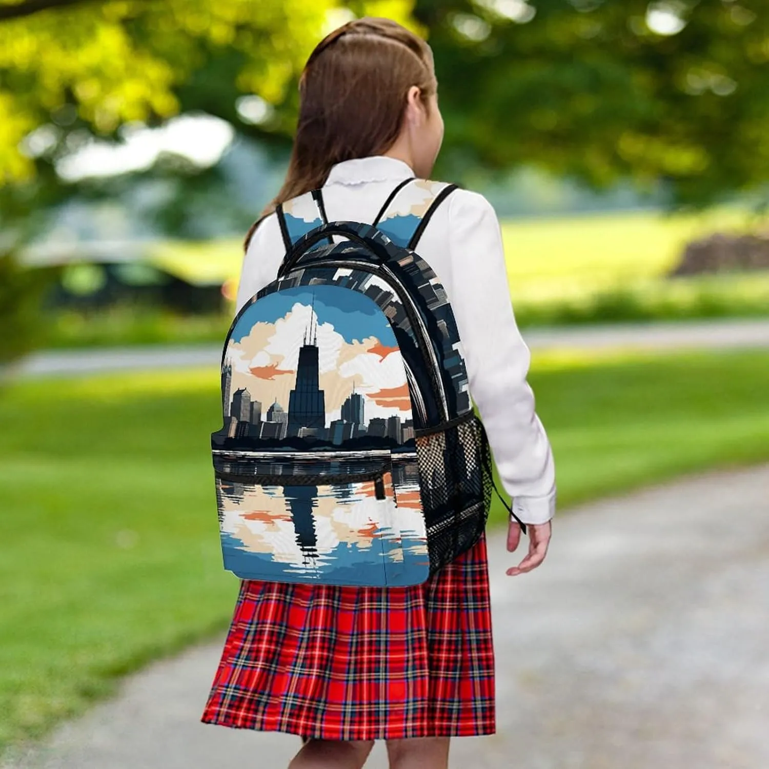 Small Backpacks Personalized Cityscape Printing Travel Bag Lightweight Travel Backpack For Women Men