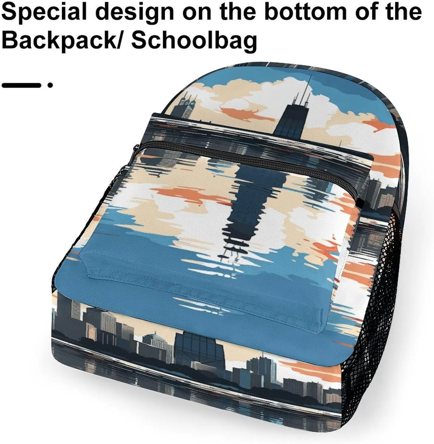 Small Backpacks Personalized Cityscape Printing Travel Bag Lightweight Travel Backpack For Women Men