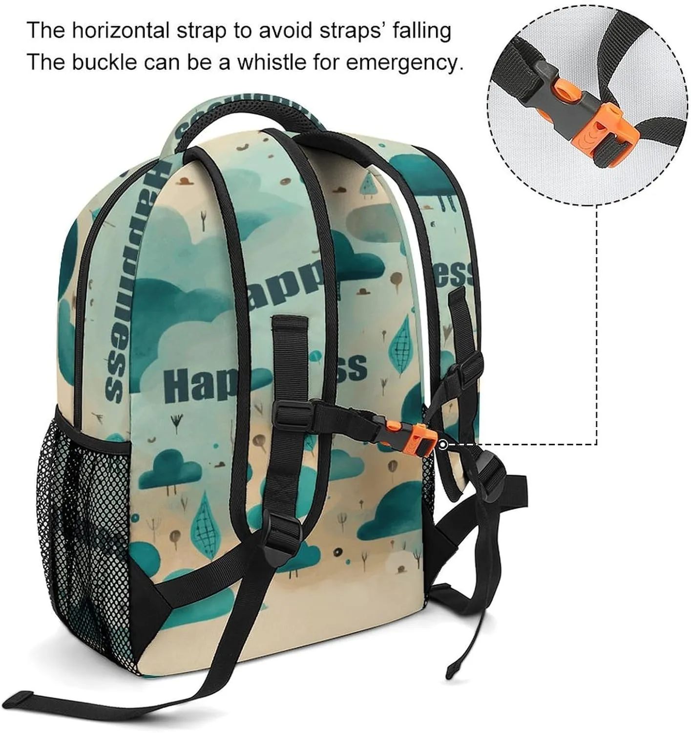 Small Backpacks Personalized Cloud Happiness Printing Travel Bag Lightweight Travel Backpack For Women Men