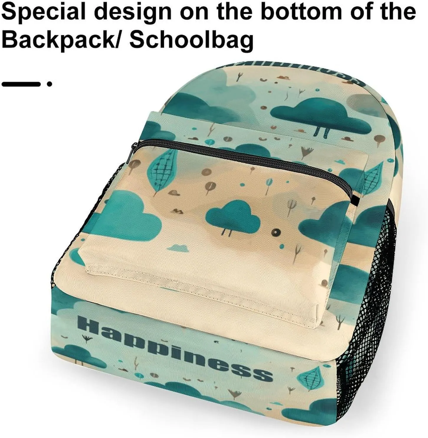 Small Backpacks Personalized Cloud Happiness Printing Travel Bag Lightweight Travel Backpack For Women Men