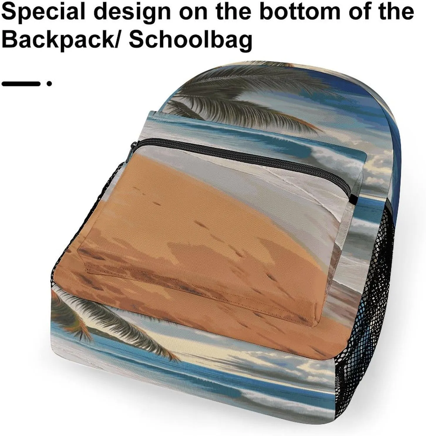Small Backpacks Personalized Coconut Tree Sandy Beach Printing Travel Bag Lightweight Travel Backpack For Women Men